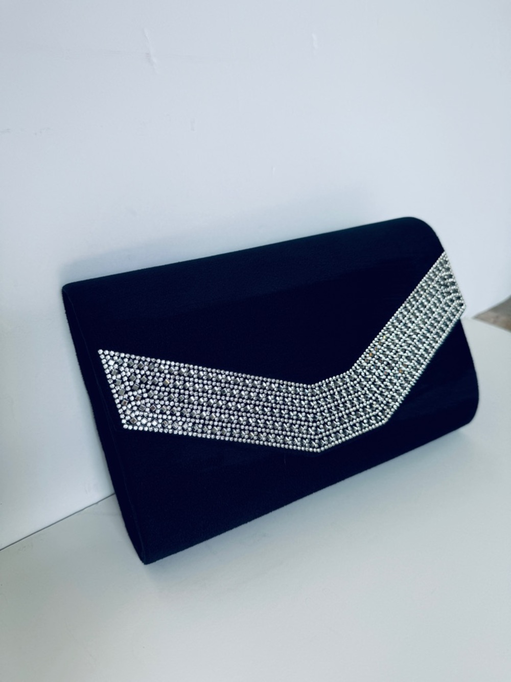 Crystal-Trim Navy Blue Evening Clutch - Picture 2 of 6